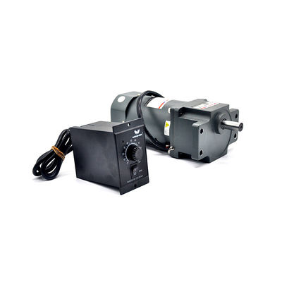 มอเตอร์เกียร์ไมโครมอเตอร์ AC 60W เฟสเดียวพร้อมตัวควบคุมความเร็วและกระปุกเกียร์มุมขวา